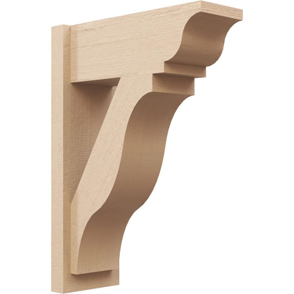 Ekena Millwork 8 in. x 28 in. x 20 in. Funston Traditional Rough Cedar Woodgrain Timberthane Polyurethane Outlooker, Primed Tan