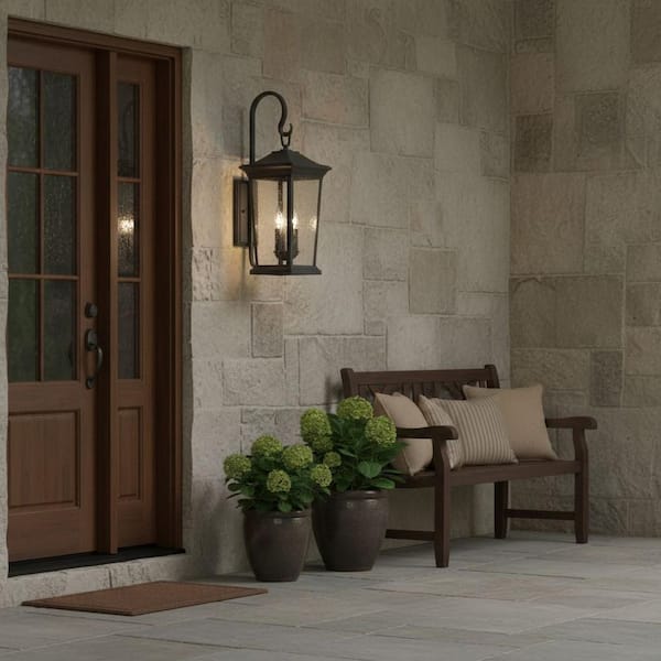 HINKLEY Bromley Extra-Large 3-Light Museum Black Outdoor Wall Mount Lantern