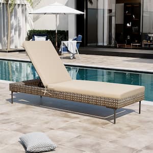 31.5 in. Outdoor Lounge Chair Leisure Polyester Chair Cushion in Beige (Set of 2)