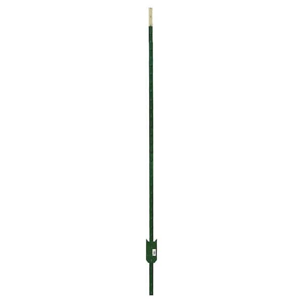 Everbilt 1-3/8 in. x 3 in. x 10 ft. Green Steel Fence T-Post with Anchor Plate