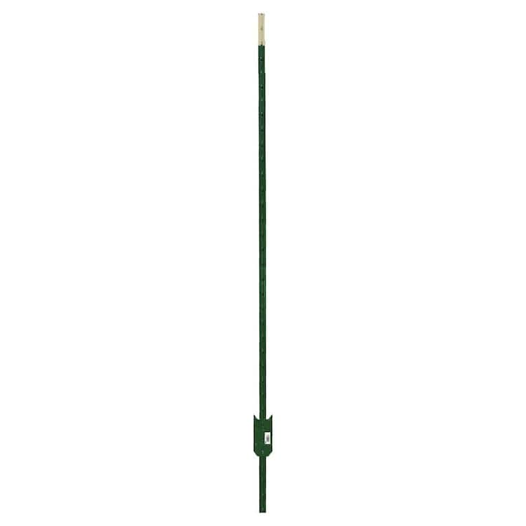 Everbilt 1-3/4 in. x 3-1/2 in. x 6 ft. Green Steel Fence T-Post with Anchor Plate