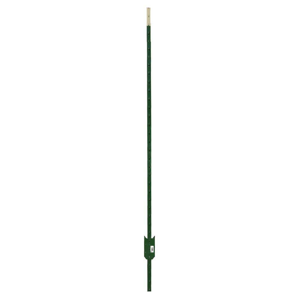 Everbilt 1-3/4 in. x 3-1/2 in. x 8 ft. Green Steel Fence T-Post with Anchor Plate