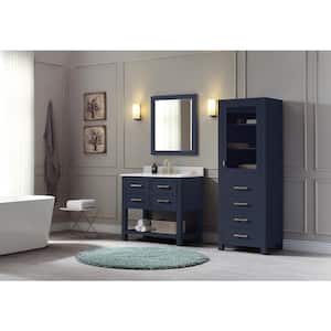 Brooks 37 in. W x 22 in. D Bath Vanity in Navy Blue with Engineered Stone Vanity Top in White with White Basin