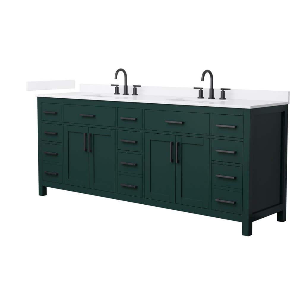 Beckett 84 in. Double Freestanding Green Bath Vanity with White Quartz Top (Assembled) price history on PriceWatchPro