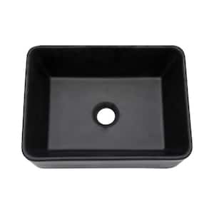 16 in. x 12 in. Black Ceramic Rectangular Modern above Counter Vessel Sink