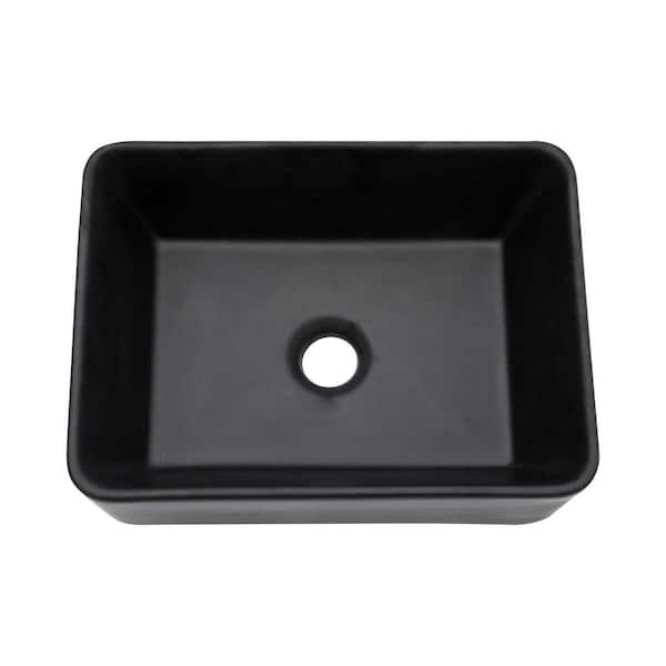 Unbranded 16 in. x 12 in. Black Ceramic Rectangular Modern above Counter Vessel Sink