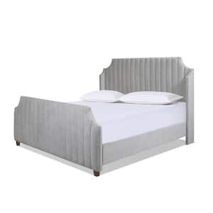 Addison King Channel Tufted Panel Bed Frame, Silver Grey Polyester