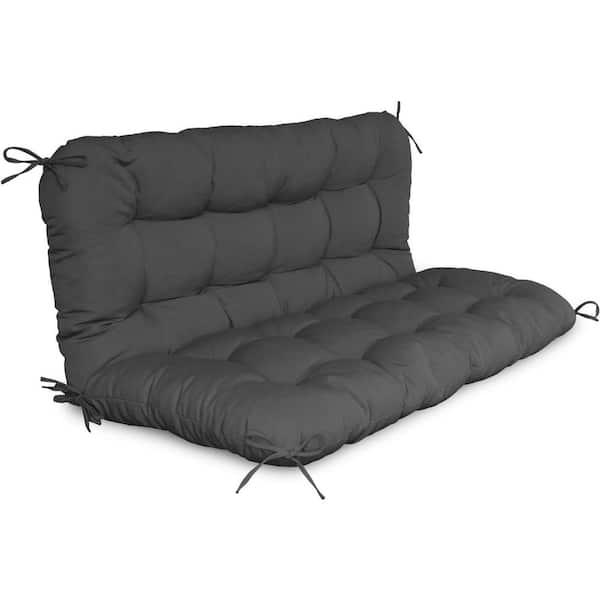 Mximu UV-Resistant 48 x 40 in. Dark Grey Outdoor Porch Swing Cushion - 2-in-1 Detachable and Waterproof with Backrest