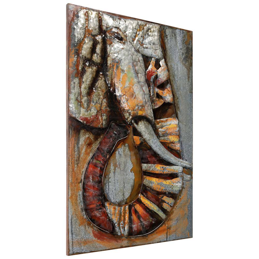 Large Mixed Media Abstract Elephant Canvas Wall Art