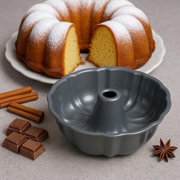 1 Pack Heavy Duty 10 in. Carbon Steel Nonstick Bundt Cake Pan, Fluted Tube Pan for Pound Cakes, Muffins, Angel Food Cake