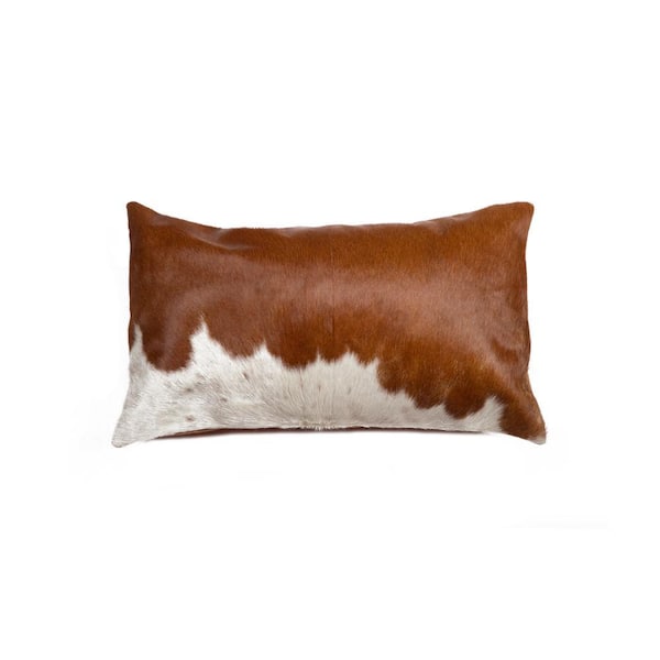 Torino Kobe Cowhide Brown & White Animal Print 12 in. x 20 in. Throw Pillow