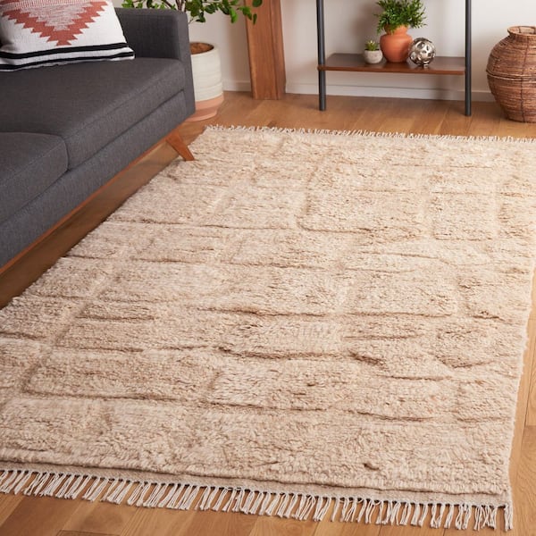 Kenya 8 ft. x 10 ft. Beige High-Low Solid Fringe Area Rug