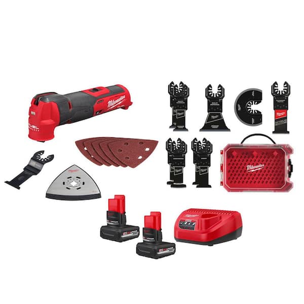 M12 FUEL 12V Oscillating Multi-Tool w/5.0Ah Battery 2-Pk Starter Kit & Blade Kit (9-Pc)