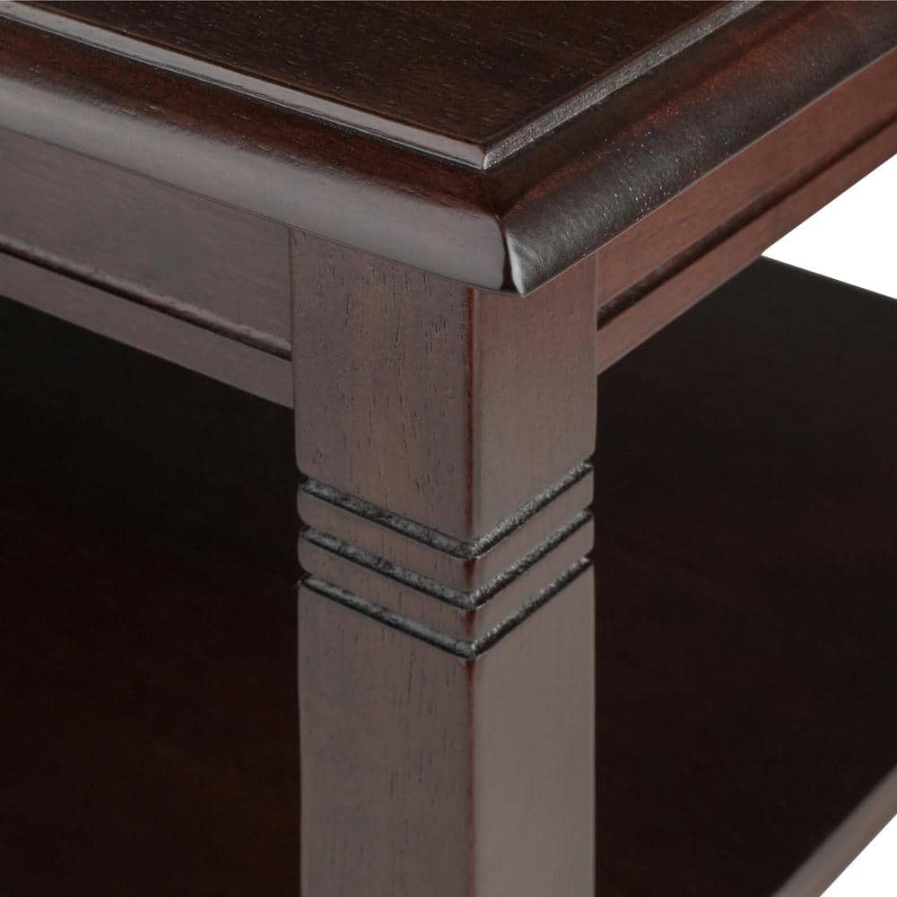 Transitional Cappuccino Brown Rectangular Wood Coffee Table