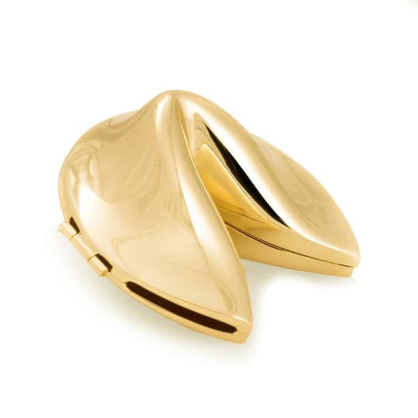 BEY-BERK Gold Plated Fortune Cookie Box