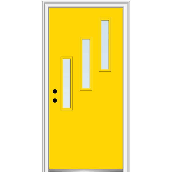 MMI Door 36 in. x 80 in. Davina Low-E Glass Right-Hand 3-Lite Clear Vertical Modern Painted Fiberglass Smooth Prehung Front Door