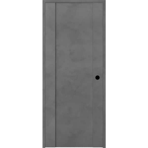 Belldinni Vona 01 18 in. x 80 in. Left-Hand Solid Core Dark Urban Prefinished Textured Wood Single Prehung Interior Door