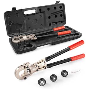 Copper Press Tool Tube Fittings Crimping Kit Pro Press Crimper with 1/2 in. 3/4 in. 1 in. Quick Change Jaws Wrench