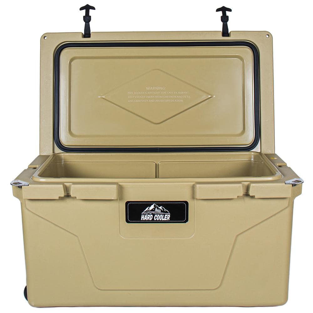 85QT Khaki Hard Cooler, Portable Ice Chest with 6-Day Ice