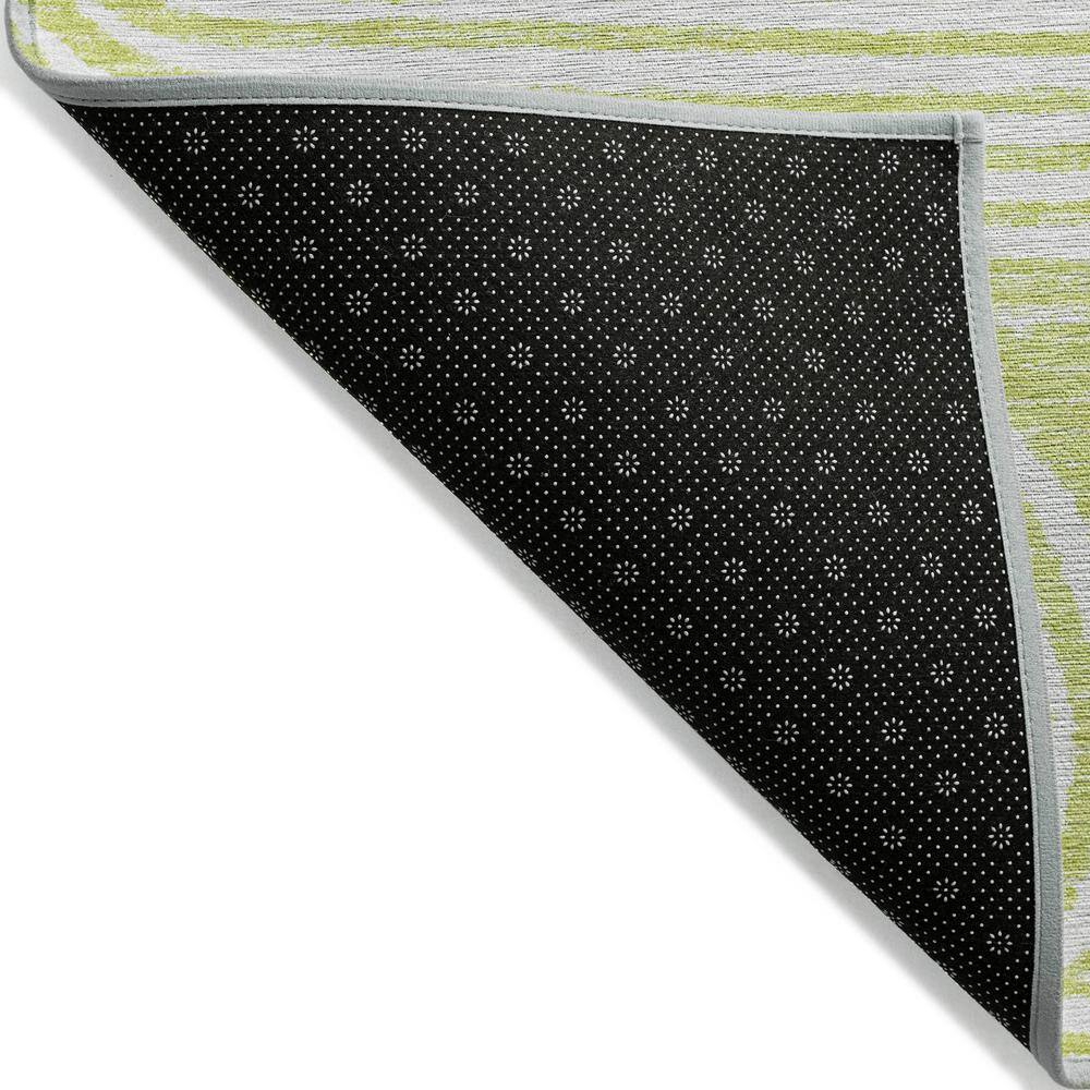 Green and White Abstract Synthetic Washable Rug 1'8" x 2'6"