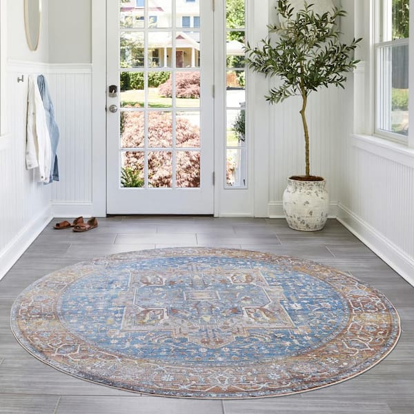 Ehtel Medallion Fringe Rust 6 ft. x 6 ft. Indoor Area Rug