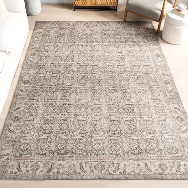 nuLOOM Hillstone Grey 7 ft. 10 in. x 10 ft. Traditional Vintage Medallion Area Rug