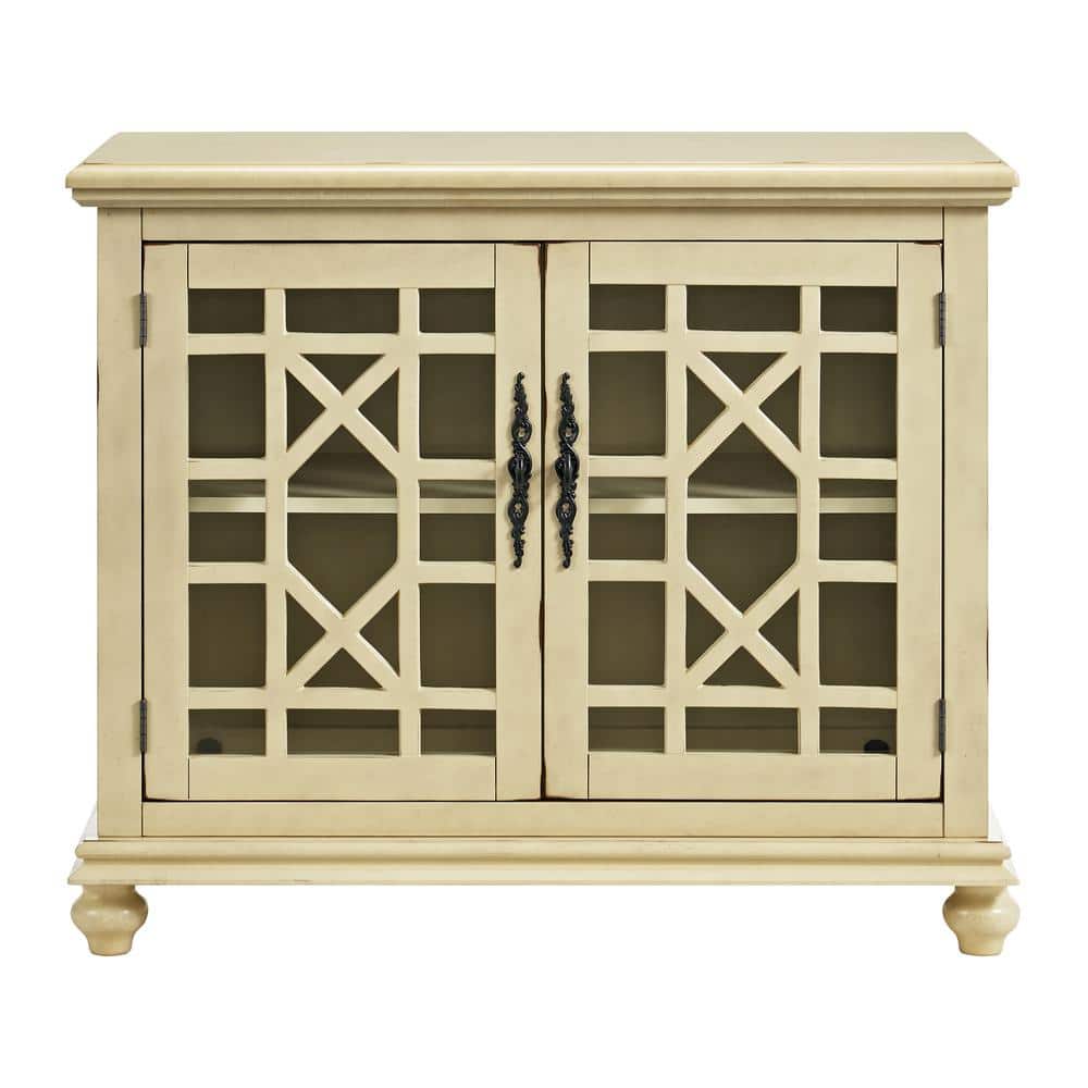 Antique White Traditional Small Spaces TV Stand with Cabinet