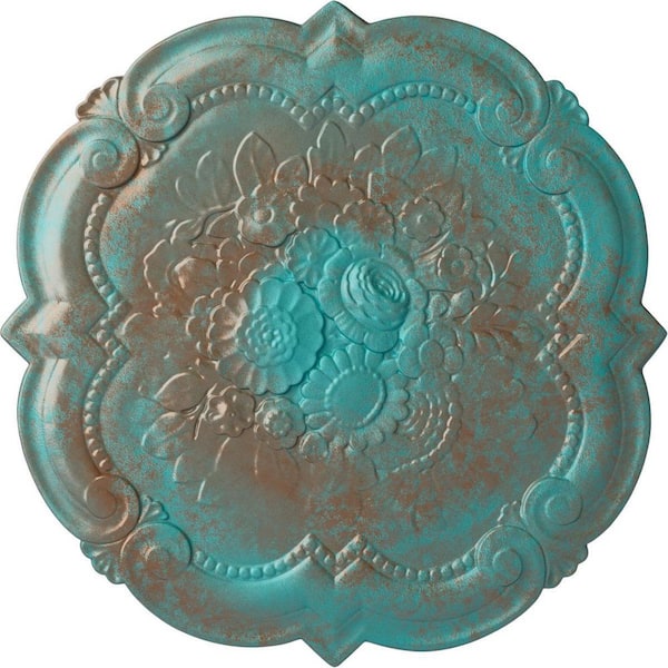 Ekena Millwork 24-3/8 in. x 1 in. Victorian Urethane Ceiling, Copper Green Patina