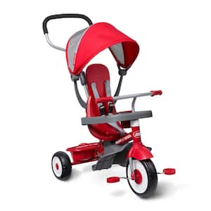 EZ Fold 4-in-1 Stroll 'N Trike Infant Toddler Stroller Tricycle, Red