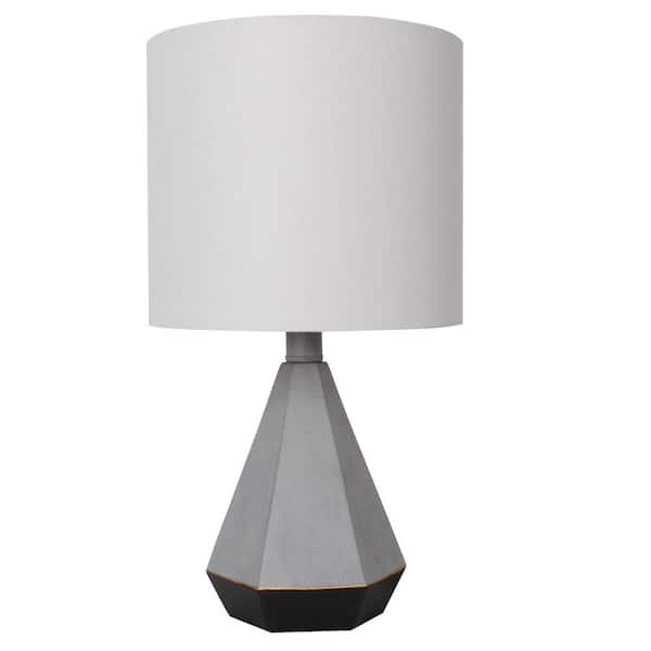 DSI 15.5 in. Grey and Black Table Lamp with White Fabric Shade-Title 20 Compliant