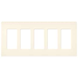 Claro 5 Gang Wall Plate for Decorator/Rocker Switches, Satin, Biscuit (SC-5-BI) (1-Pack)