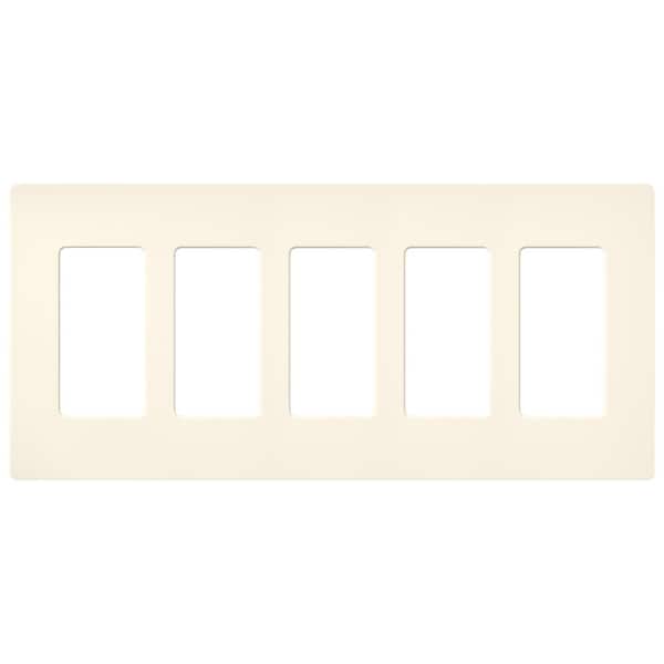 Lutron Claro 5 Gang Wall Plate for Decorator/Rocker Switches, Satin, Biscuit (SC-5-BI) (1-Pack)