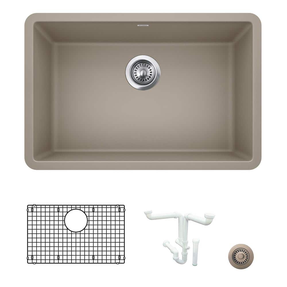 Precis 26.81 in. Undermount Single Bowl Truffle Granite Composite Kitchen S