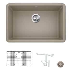 Precis 26.81 in. Undermount Single Bowl Truffle Granite Composite Kitchen Sink Kit with Accessories