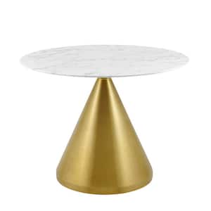 Tupelo 40 in. Gold White Artificial Marble Dining Table