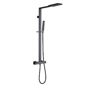 2-Spray 1.5 GPM Shower System with 40-Inch Slide Bar, Rectangle Rainfall Shower Head and Handheld Shower in Matte Black