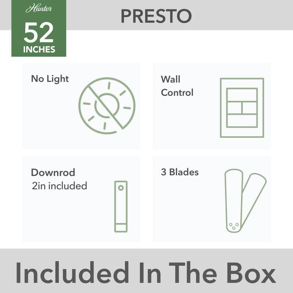 Presto Matte Nickel 52" Low Profile Ceiling Fan with Remote