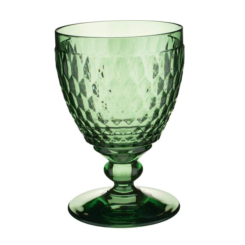 Forest Green Textured Crystal Goblet Glass Set of 4