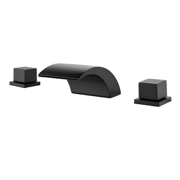 Aurora Decor ABAD 8 in. Widespread desk mounted 2-Handle low-Arc Bathroom Faucet in MATTE black