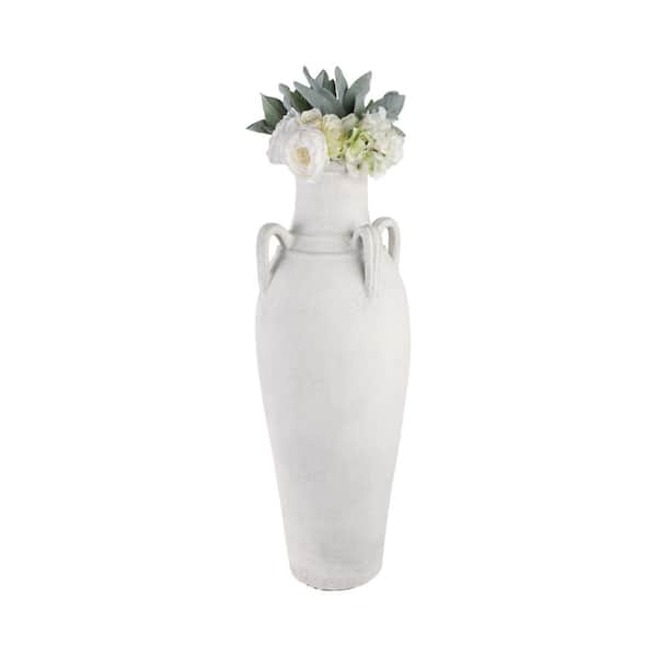 AMPHORA WHITE (midium) 花瓶 Liv & Skye 39 in. Ivory Ceramic Amphora Decorative Vase With