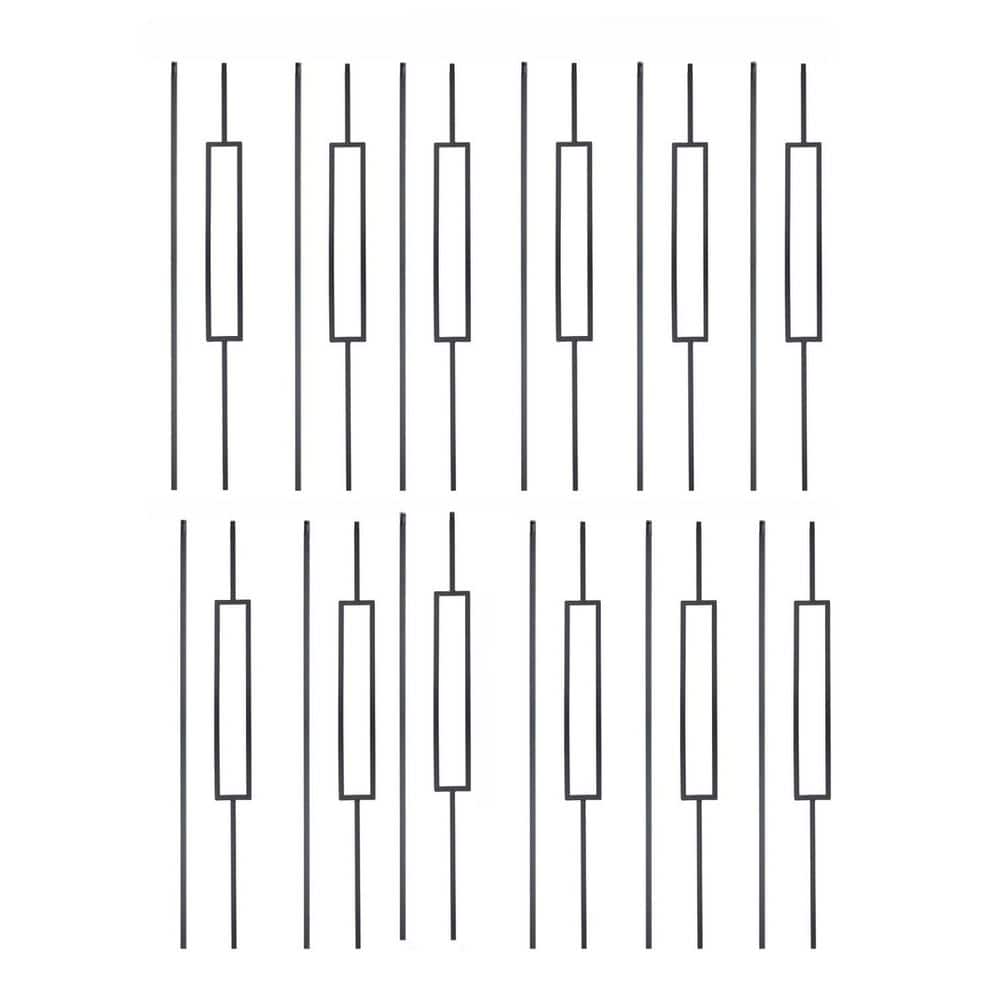 44x6.1 Wrought Iron Balusters Combine 1/2 Sq. Plain Bar with Single Rectangle Metal Hollow Satin Black 12-Pack price history on PriceWatchPro