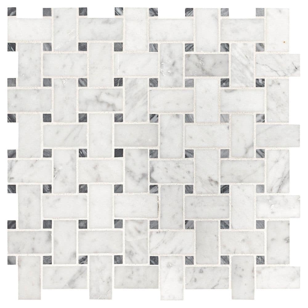 Carrara White Basketweave 12x12x0.31 in. Honed Marble Mosaic Tile for Floors, Walls and Moisture Areas (10 sq. ft./Case) price history on PriceWatchPro