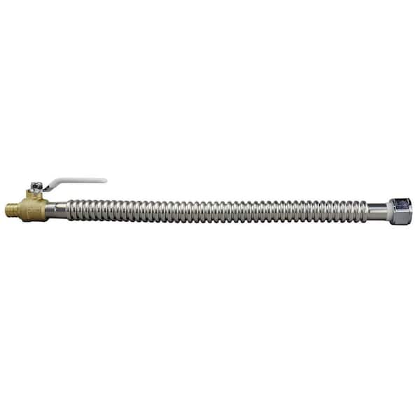 Apollo 3/4 in. Stainless Steel PEX-B Barb x 3/4 in. Female Pipe Thread x 18 in. Water Heater Connector with Ball Valve