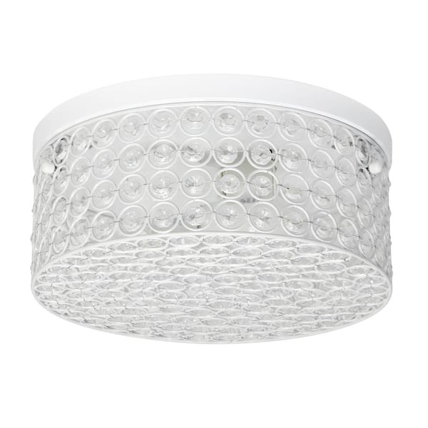 Elegant Designs 12 in. 2-Light White Round Ceiling Flush Mount