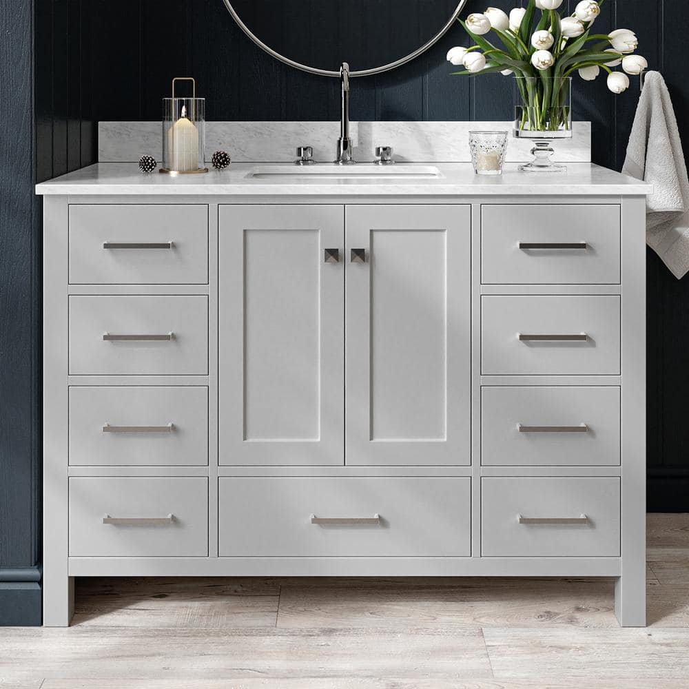 Cambridge 48 in. Single Sink Freestanding Bathroom Vanity in Gray with Carrara White Marble Top price history on PriceWatchPro