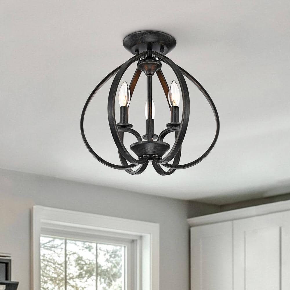Polly 14 in Dia 3Light Antique Black Contemporary Flush Mount Chandelier price history on PriceWatchPro