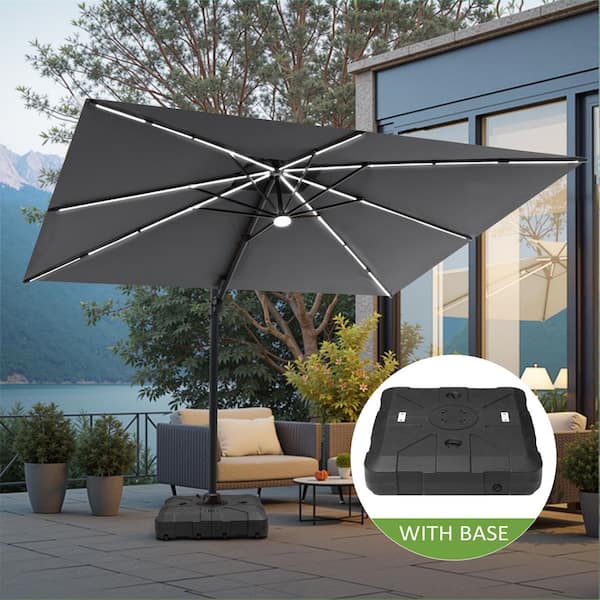 best solar umbrella patio Choice Products 10ft LED Offset Hanging Outdoor Market w/ Adjustable Tilt Its perfect for your gardens Best Choice Products 9x12ft 2-Tier