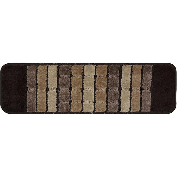 Squares Design Brown Color 9 in. x 30 in. Indoor Stair Tread Cover (Set of 13)