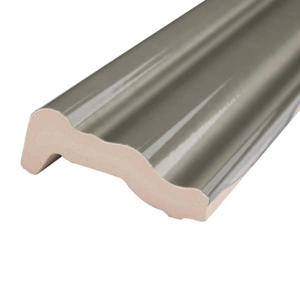 Chester Chair Rail Grey 2 in. x 12 in. Glossy Ceramic Wall Tile Trim