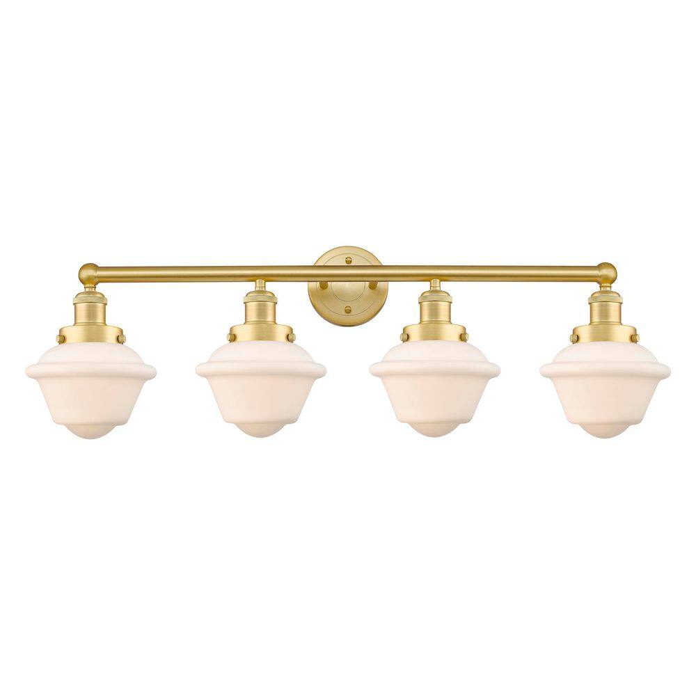 Oxford 33.5 in. 4-Light Satin Gold Vanity Light with Glass Shade price history on PriceWatchPro